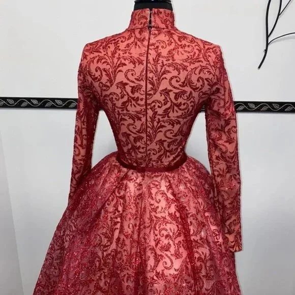 Portia and Scarlett Lace Glittery Long Sleeve Detachable Overskirt Dress - Picture 12 of 13